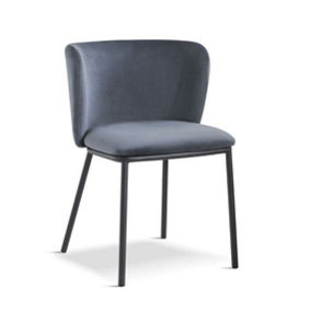 Mandy Dining Chair - Crib 5 (Pack of 2) - Velvet - L48 x W46.2 x H75.5 cm - Dark Grey