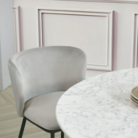 Mandy Dining Chair - Crib 5 (Pack of 2) - Velvet - L48 x W46.2 x H75.5 cm - Light Grey