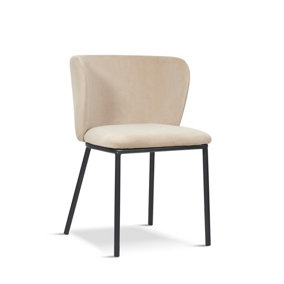 Mandy Dining Chair (Pack of 2) - Velvet - L44 x W46 x H75 cm - Light Grey