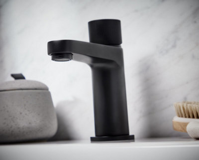 Manga Matt Black Basin Mixer Tap - 3