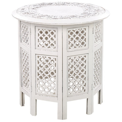 Mango Wood Side Table Off-White ELARA