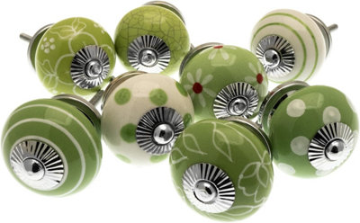 MangoTreeKnobs - Ceramic Cupboard Knobs Apple Orchard Green (Set of 8)