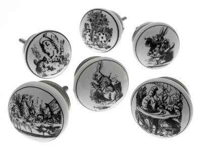 MangoTreeKnobs - Ceramic Door Knobs Exclusive Alice in Wonderland Pack of 6