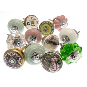 MangoTreeKnobs - Glass and Ceramic Cupboard Door Knobs in Mint Greens, Pinks, White with Birds and Butterfly Designs