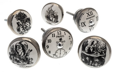 MangoTreeKnobs - Mixed Set of 6 'Alice in Wonderland' Shabby Chic Vintage Style Ceramic Cupboard Knobs (MG-29) Price Comparisons | Compare The Build