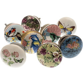 MangoTreeKnobs - Mixed Set of 8 x Designer and Vintage Style Collection Ceramic Cupboard Knobs (MG-316)
