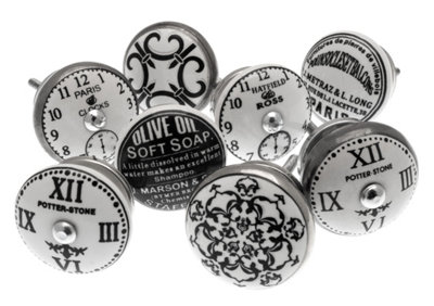 MangoTreeKnobs - Mixed Set of Ceramic Cupboard Knobs 'A Taste of Paris' x Pack 8 (MG-05)