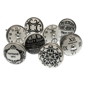 MangoTreeKnobs - Mixed Set of Ceramic Cupboard Knobs 'A Taste of Paris' x Pack 8 (MG-05)