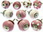 MangoTreeKnobs - Mixed Set of Pink & White Ceramic Cupboard Knobs/Door knobs/Drawer knobs x Pack 10