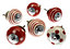 MangoTreeKnobs - Mixed Set of Red and White Ceramic Cupboard Drawer Knobs x Pack 6 (MG-420)
