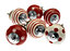 MangoTreeKnobs - Mixed Set of Red and White Ceramic Cupboard Drawer Knobs x Pack 6 (MG-420)