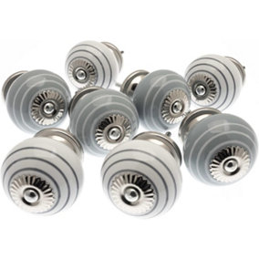 MangoTreeKnobs - Mixed Set of Vintage Grey & White Cupboard Knobs x Pack 8 (MG-613)