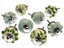 MangoTreeKnobs - Painted Door Knobs in Pale Mint Green and White Spots, Stripes and Hearts Pack of 8