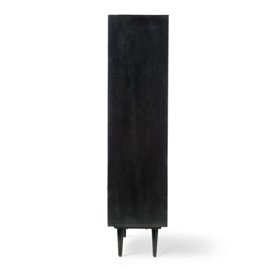 Manhattan Large Mango Wood Bookcase in Black (H160cm x W85cm x D40cm)