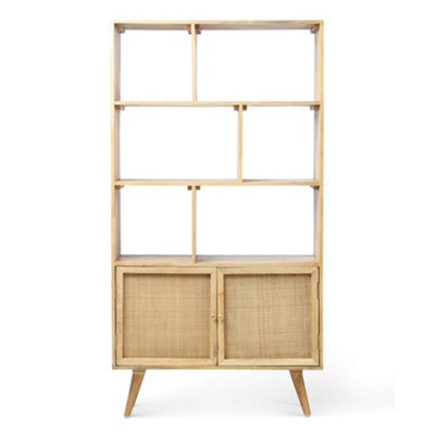 Manhattan Large Mango Wood Bookcase in Natural (H160cm x W85cm x D40cm)