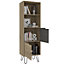 Manhattan tall bookcase with 2 doors, bleached pine & stone effect