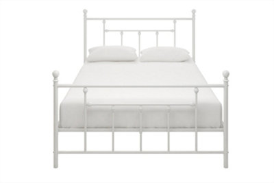 Manila metal bed in white, double