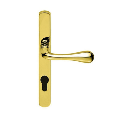 Manital Polished Brass Astro Lever on Euro Lock Narrowplate 92mm c/c (AQ1NP92)