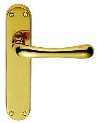 Manital Polished Brass Ibra Lever on Latch Backplate (EL12)