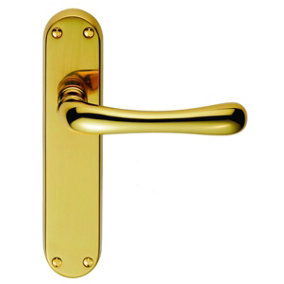 Manital Polished Brass Ibra Lever on Latch Backplate (EL12)