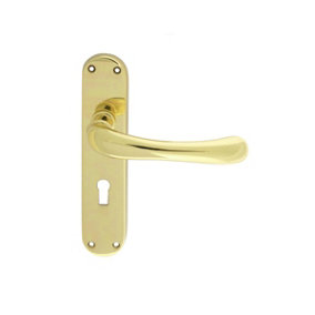 Manital Polished Brass Ibra Lever on Lock Backplate (EL11)