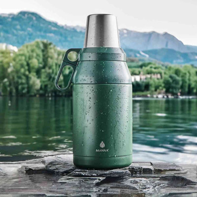 Manna 1.9L Vacuum Insulated Stainless Steel Stack Jug Green Flask with ...