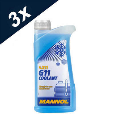 MANNOL G11 Coolant Ready To Use Antifreeze Fluid Blue SAE J1034 3x1L Tubes