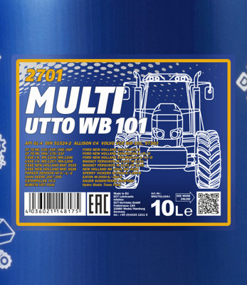 Mannol Multi UTTO WB 101 Tractor Transmission Hydraulic Oil API GL-4 OIL 2x10 L