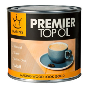 Manns Premier Top Oil - Clear Matt Finish Worktop Oil- 1Ltr