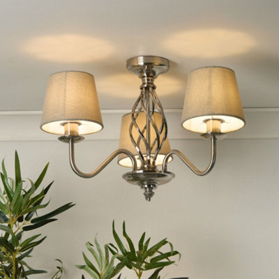 Manor 3 Light Polished Chrome Flush Ceiling Light