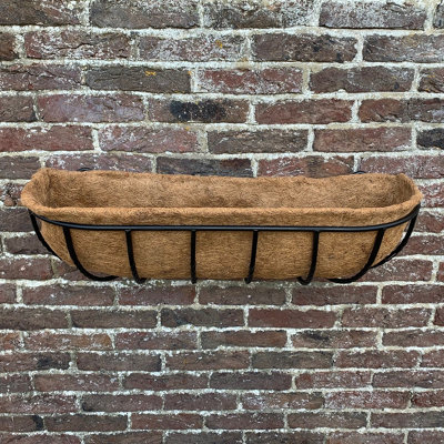 Manor Garden Black Metal Wall Basket Manger Trough Planter (75cm)