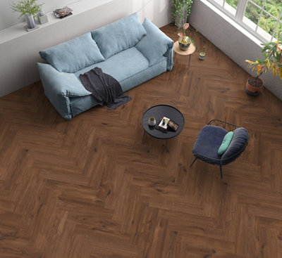 Manor Herringbone Water Resistant Laminate by Remland (Oak Chocolate Brown)