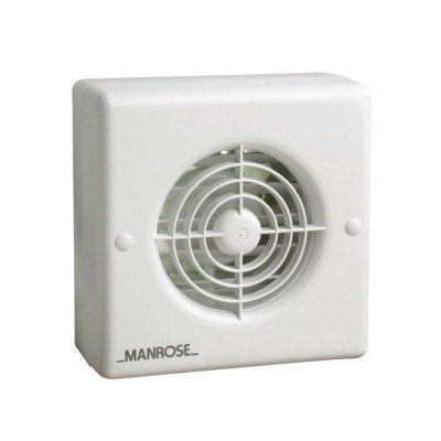 Manrose 4" Window Bathroom Fan Automatic Shutters Humidity Pullcord 100mm White