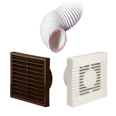 Manrose Extractor Fan Brown Louvre Vent Ducting Kit for Kitchens ...