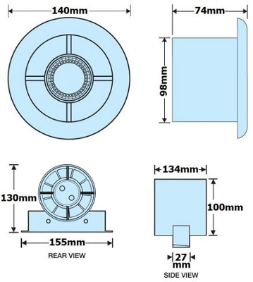 Manrose Extractor Fan with LED Lamp Shower Timer Controlled In-Line Kit 100mm