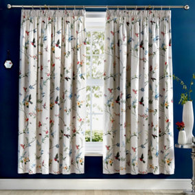 Mansfield Floral Pair of Pencil Pleat Curtains