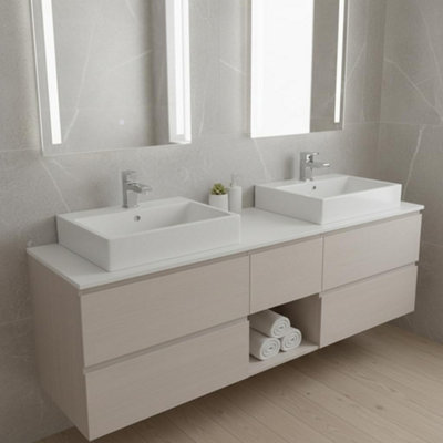 Manta Chrome Basin Tap Pair - Modern Lever Handle Design - Solid Brass Bathroom Pillar Taps