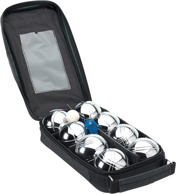 MantaRaj Pack Of 8 Boules Petanque Bowls Set Chrome Plated French Boules Set With Carry Case Pétanque Jack for Everyone