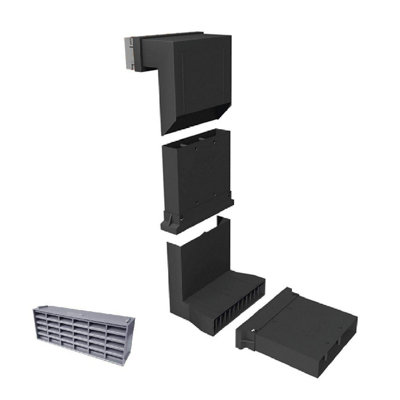 Manthorpe Telescopic Adjustable Underfloor Vent and Extensions Grey Airbrick