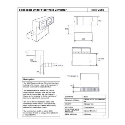 Manthorpe Telescopic Adjustable Underfloor Vent and Extensions No Airbrick