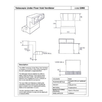 Manthorpe Telescopic Adjustable Underfloor Vent and Extensions Terracotta Airbrick