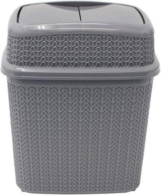 MantraRaj 10 Liter Knit Design Loop Plastic Waste Bin Push Top Bin With Removable Lid for Home Office Kitchen(Grey)