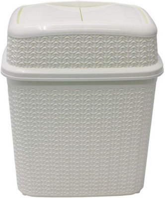 MantraRaj 10 Liter Knit Design Loop Plastic Waste Bin Push Top Bin With Removable Lid for Home Office Kitchen(White)