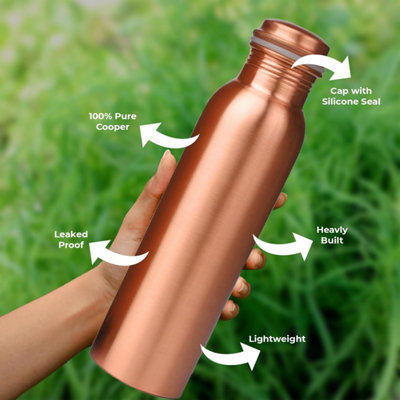 IMTRA FASHION Pure Copper Waterfles 32 Oz/950 M Lekvrij Groen Drinkfles Ayurvedische Koperen Fles Voor Sport, Reizen En Dagelijks Gebruik