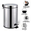 MantraRaj 10L Round Stainless Steel Step Pedal Bin with Metal Lid Waste Rubbish Bin Dustbin With Removable Inner Bucket