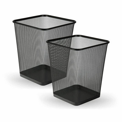 MantraRaj 10L Square Mesh Wastebasket Trash Can Lightweight And Sturdy Pack Of 2 Metal Waste Paper Bin