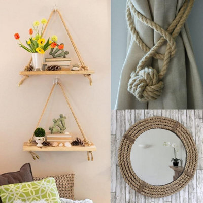 MantraRaj 10m x 10mm Thick Natural Jute Rope Strong Twisted Hemp Rope ...