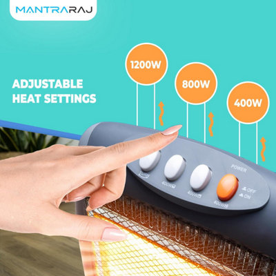 MantraRaj 1200W Halogen Heater Portable Instant Heat With 3 Settings Ideal For Winter Home, Office