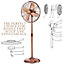 MantraRaj 16" Metal Stand Fan Extendable 3 Speed Oscillating Pedestal Fan Cooling Fan Stand Standing Portable Floor Fan Rose Gold