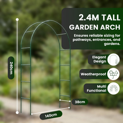MantraRaj 2.4M Garden Arch Trellis Arched Metal Tubular Frame Climbing ...